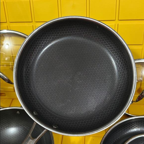 HEXCLAD 7-Piece Nonstick Stainless Steel Frying Pan Set 8 10 12- Lids Wok $600 - Picture 7 of 10
